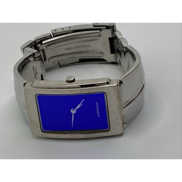 VNT Android OKO Designs Blue Face Wristwatch 1999 Stainless Steel Band USA Made - Picture 10 of 16